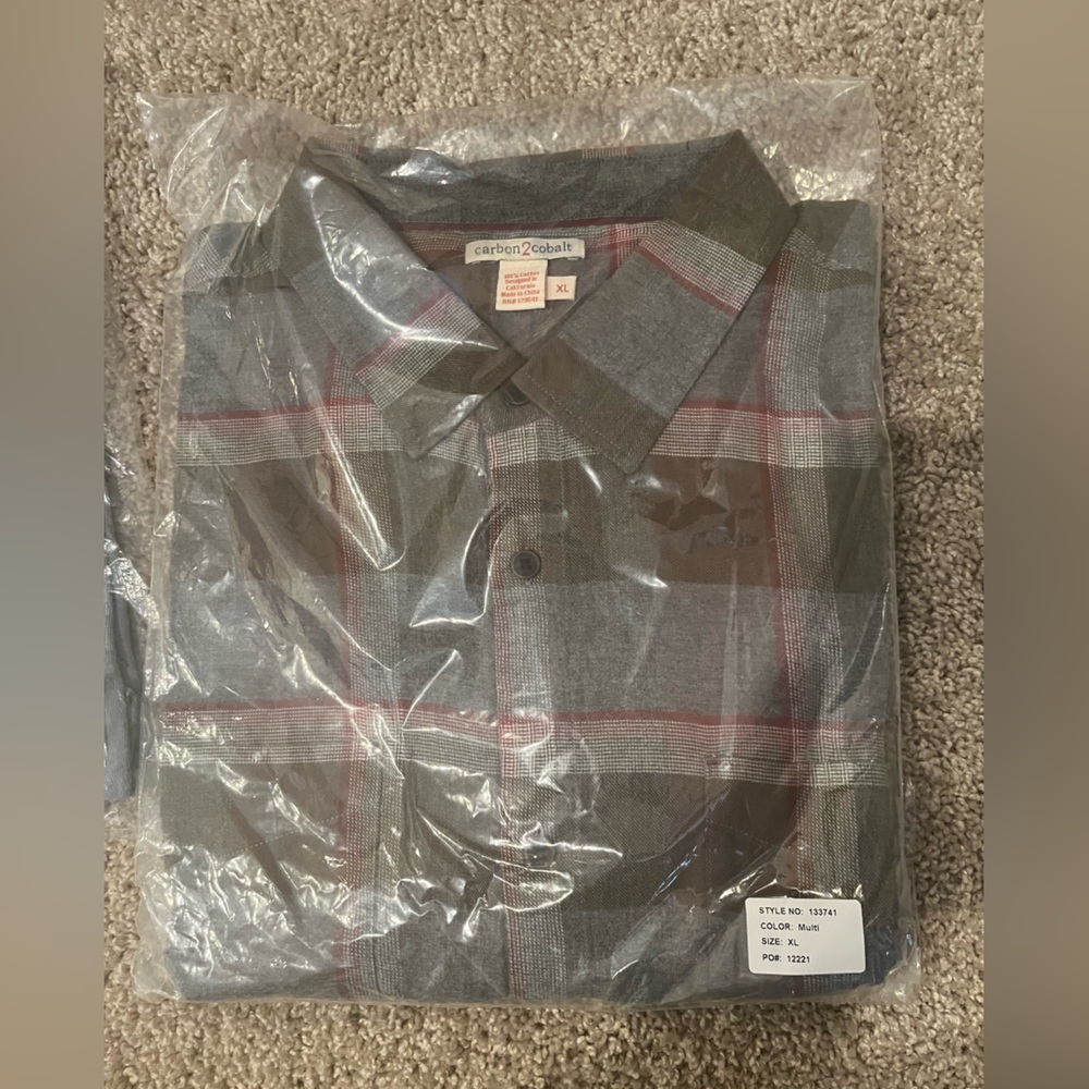 button down red/grey/white